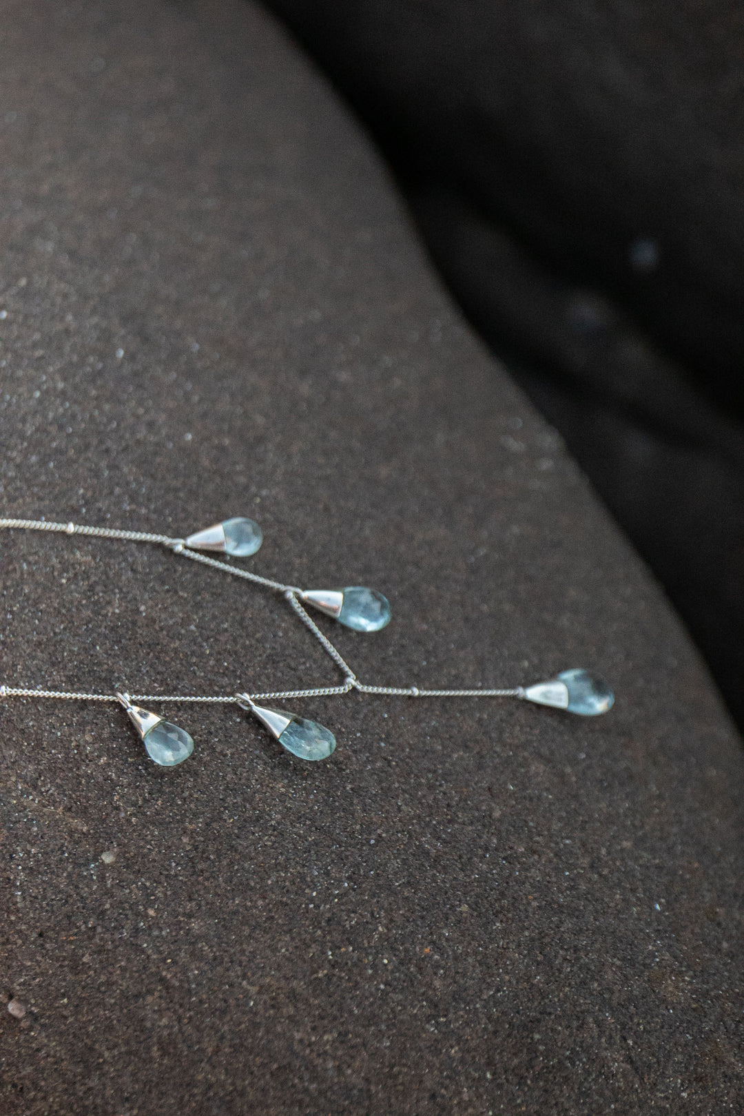 Briolette Aquamarine Necklace on Delicate Sterling Silver Chain