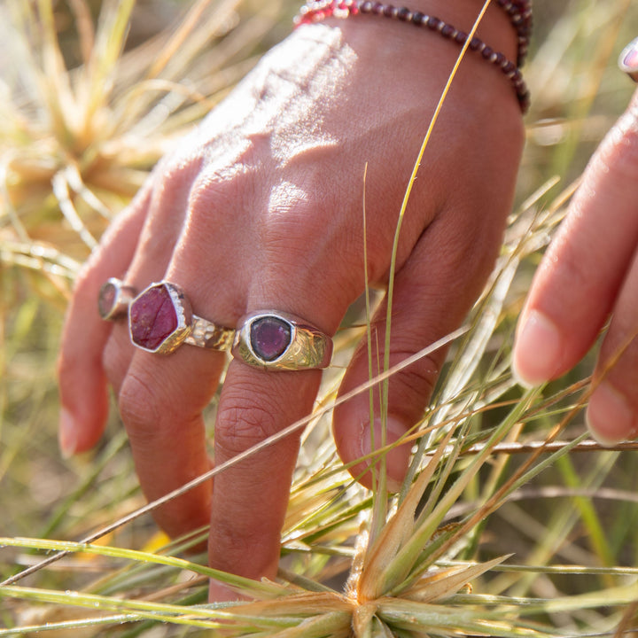 RESERVED FOR SOMER **Watermelon Tourmaline Ring in Signet Sterling Silver Setting