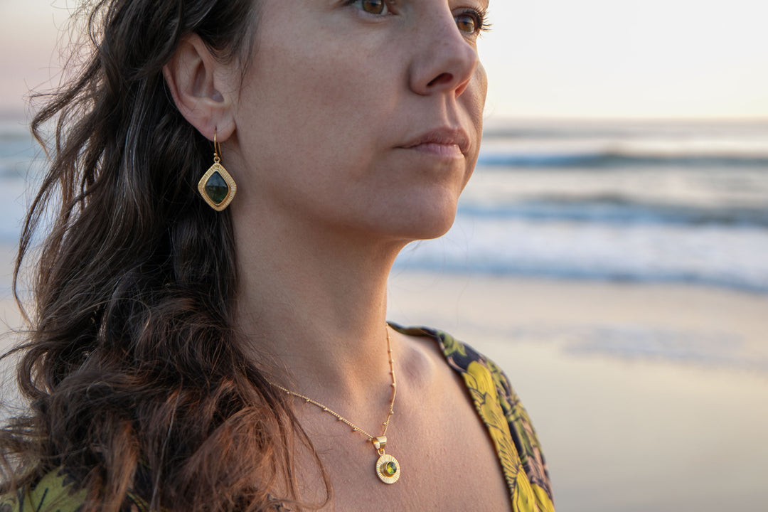 Faceted Peridot Pendant in 24k Gold Plated Sterling Silver