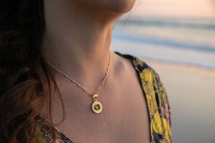 Faceted Peridot Pendant in 24k Gold Plated Sterling Silver