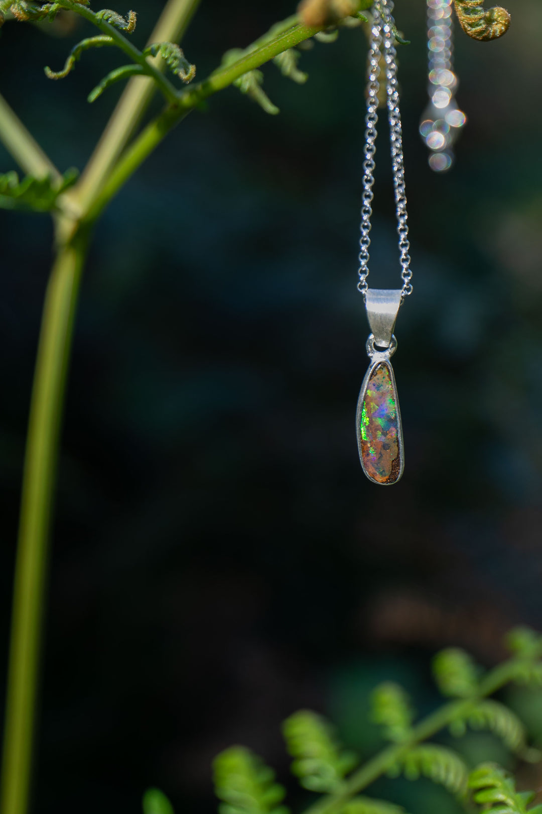 Australian Opal Pendant in Brushed Sterling Silver