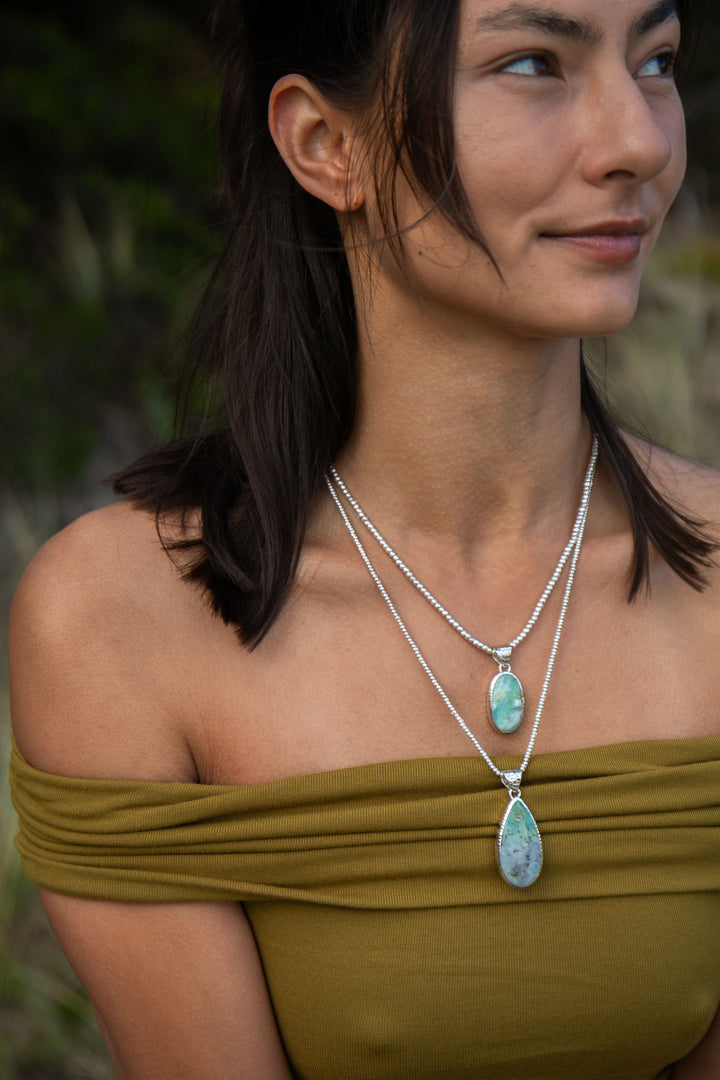 Peruvian Opal Pendant in Beaten Sterling Silver Setting