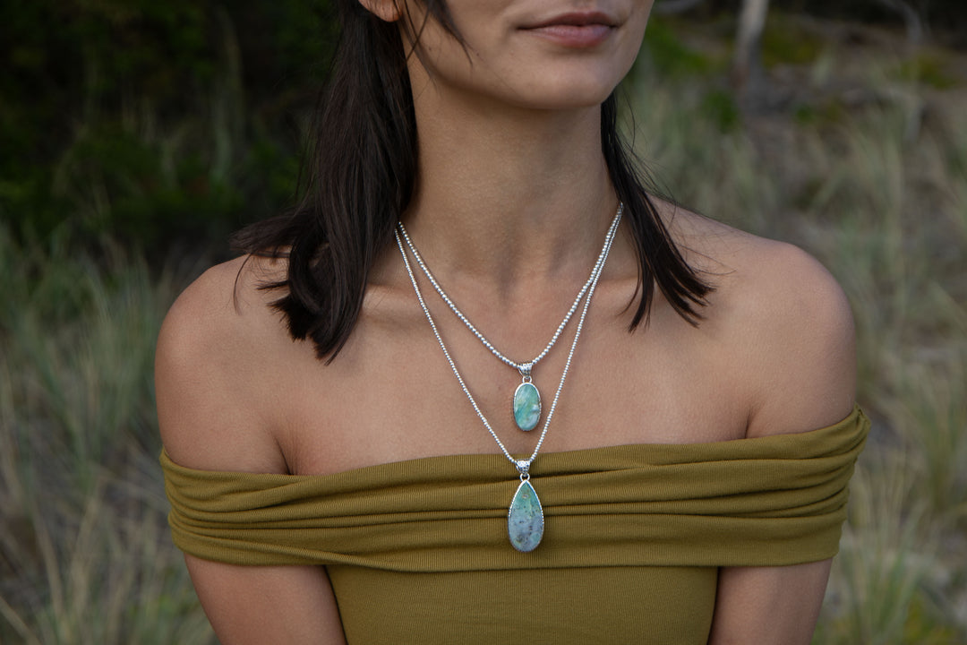 Peruvian Opal Pendant in Beaten Sterling Silver Setting