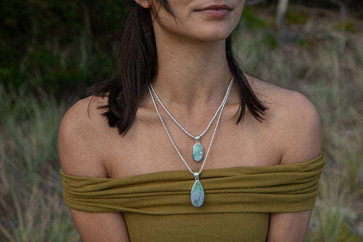 Peruvian Opal Pendant in Beaten Sterling Silver Setting