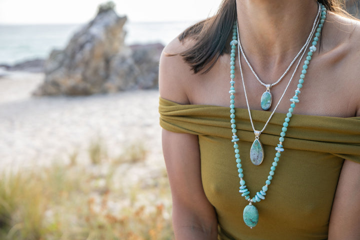 Peruvian Opal Pendant in Beaten Sterling Silver Setting