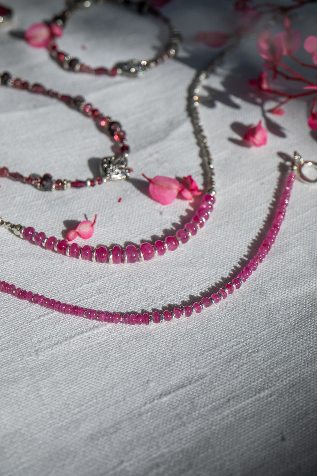 Handmade Ruby and Thai Hill Tribe Beaded Necklace