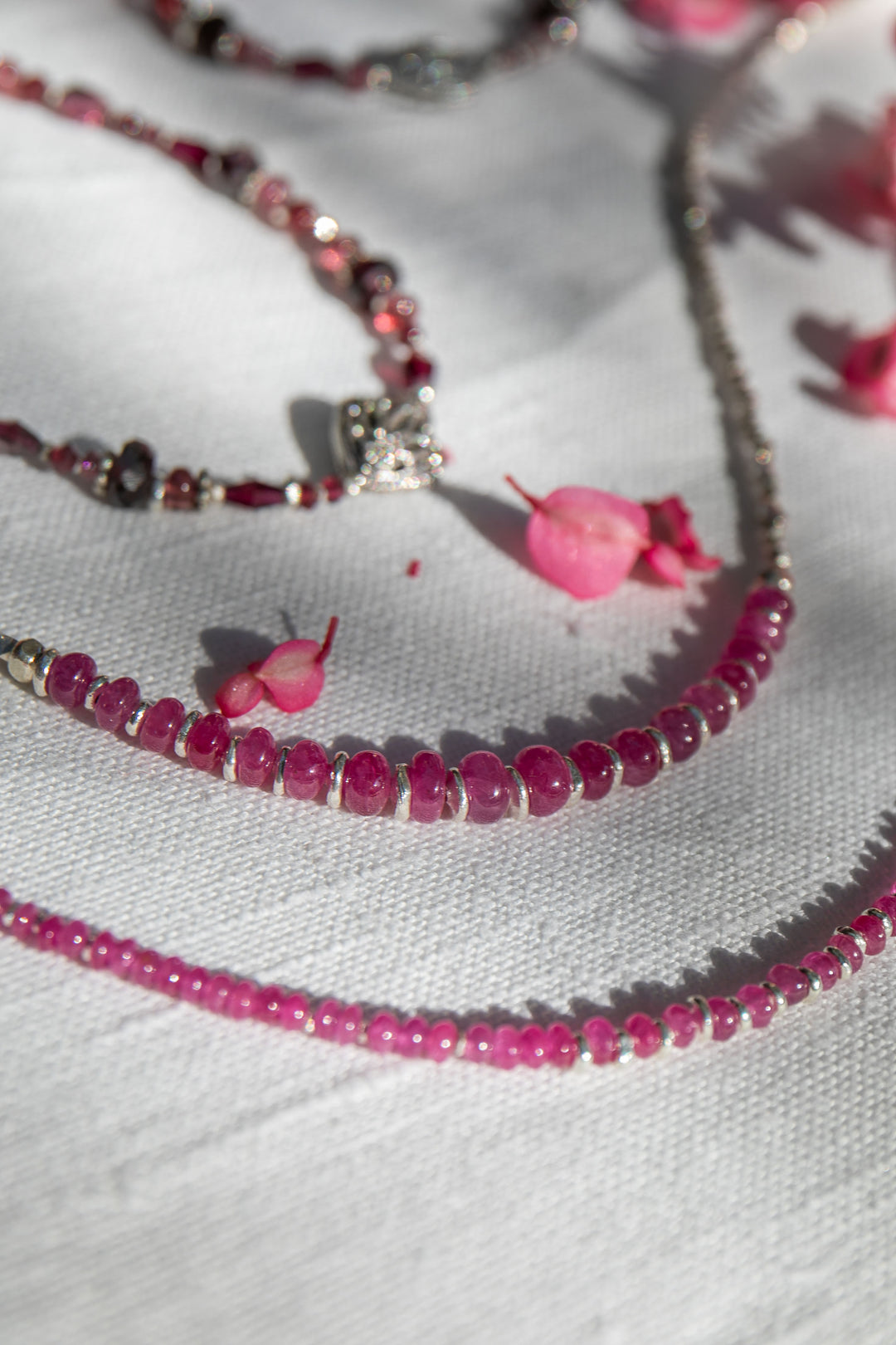 Handmade Ruby and Thai Hill Tribe Beaded Necklace