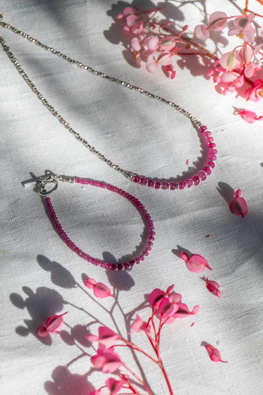 Handmade Ruby and Thai Hill Tribe Beaded Necklace