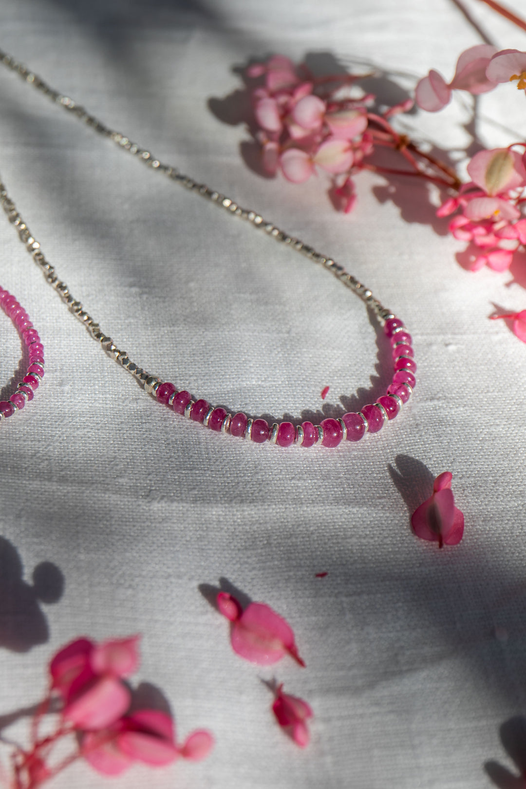 Handmade Ruby and Thai Hill Tribe Beaded Necklace