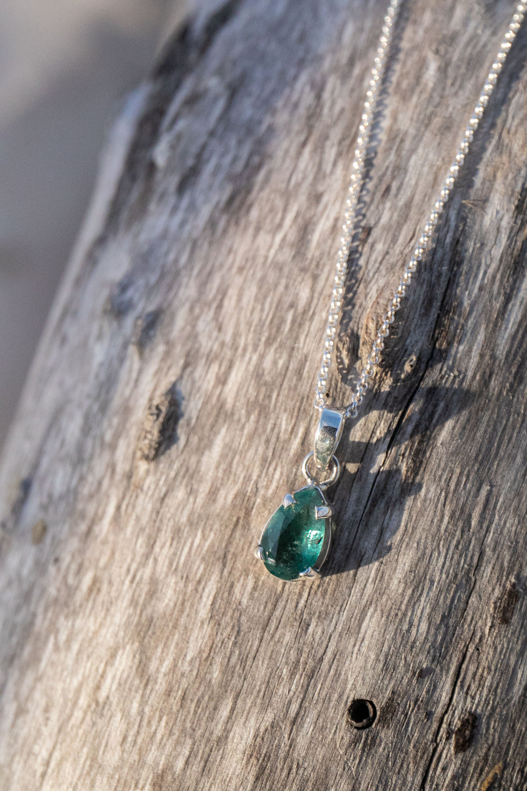 Sweet Verdelite Green Tourmaline Pendant in Claw Sterling Silver