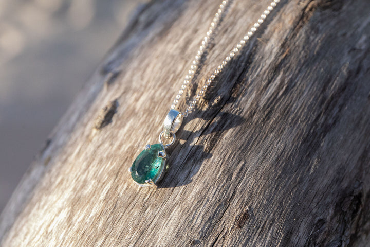Sweet Verdelite Green Tourmaline Pendant in Claw Sterling Silver