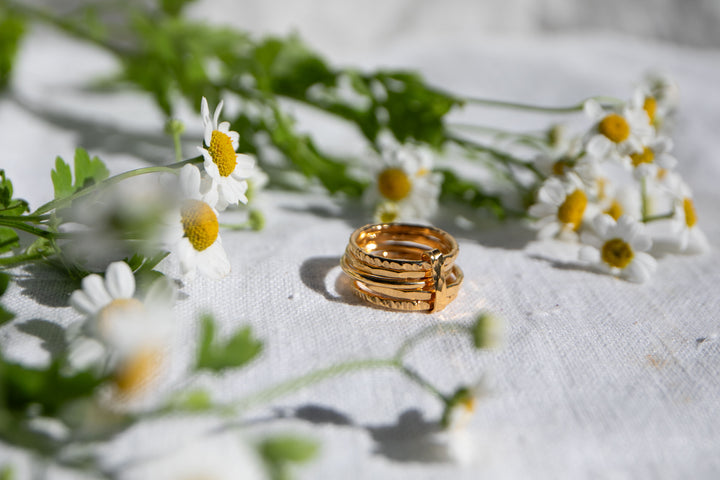 Multi Band Stack Ring in 24k Gold Plated Silver
