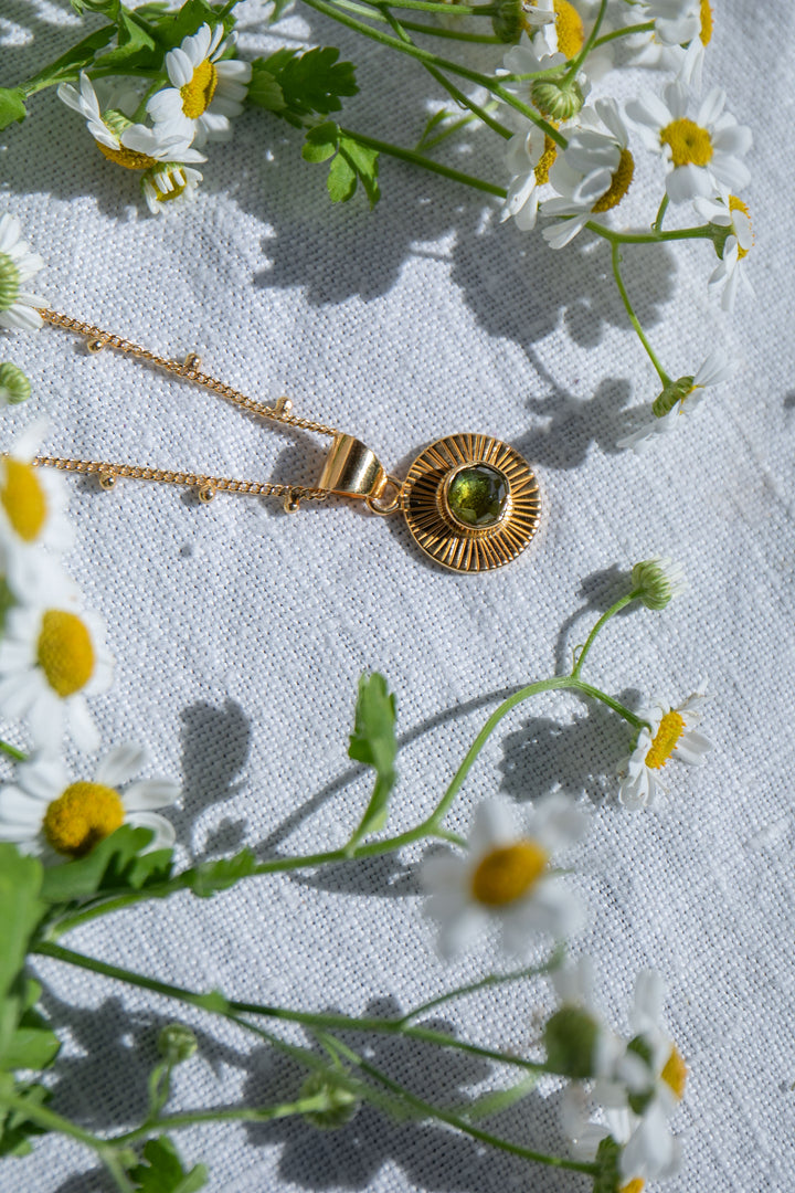 Faceted Peridot Pendant in 24k Gold Plated Sterling Silver