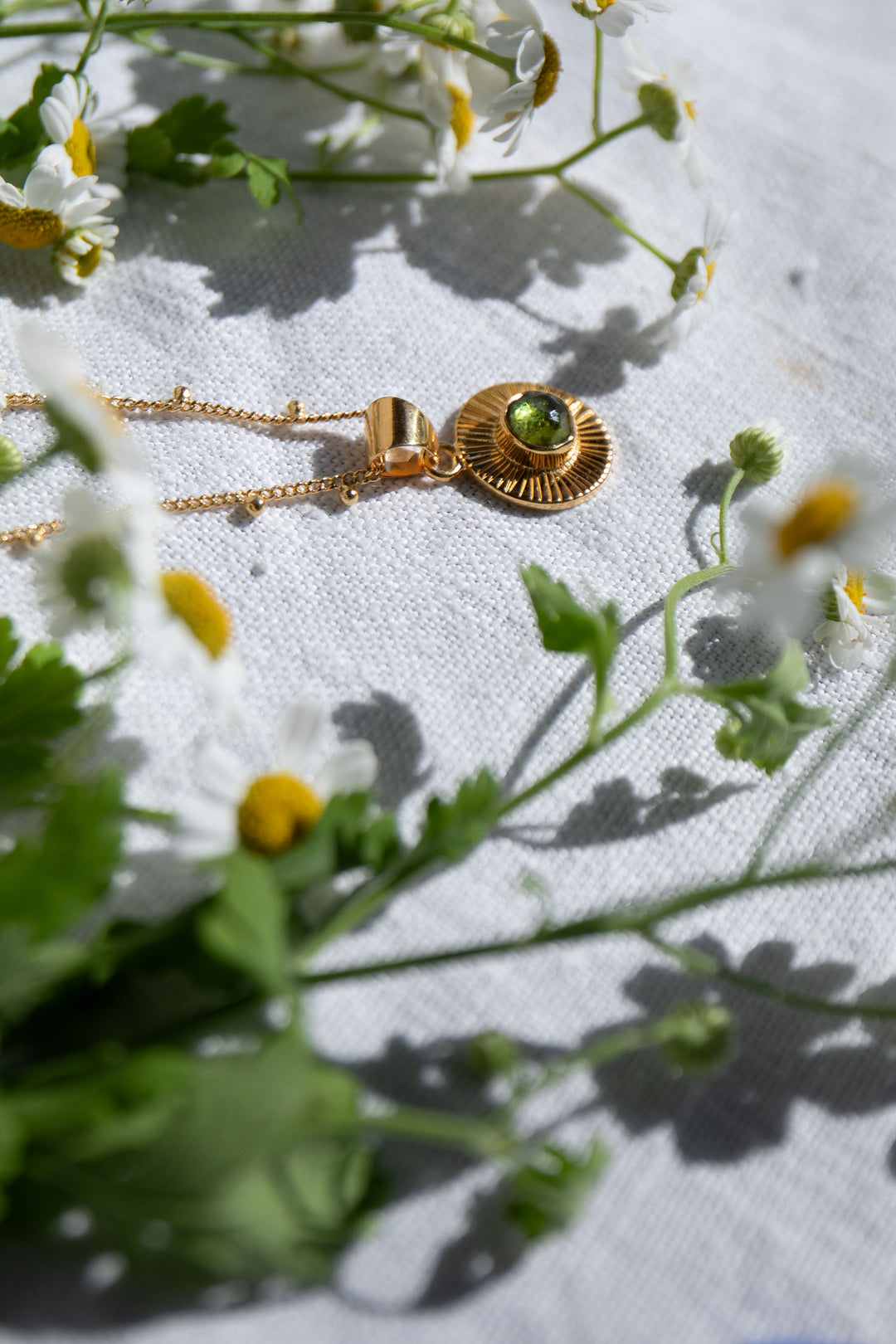 Faceted Peridot Pendant in 24k Gold Plated Sterling Silver