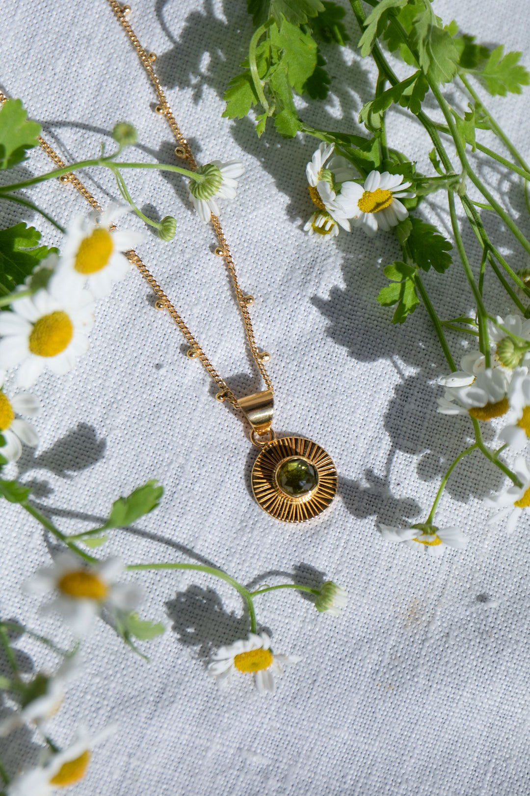 Faceted Peridot Pendant in 24k Gold Plated Sterling Silver