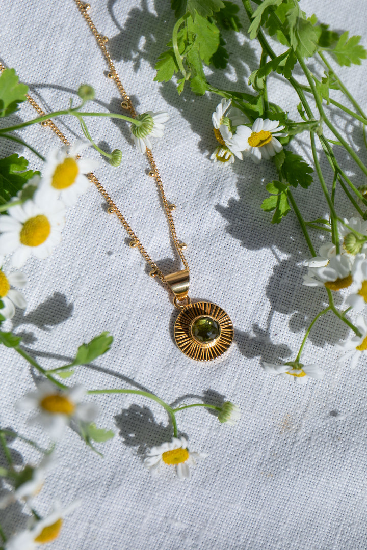 Faceted Peridot Pendant in 24k Gold Plated Sterling Silver