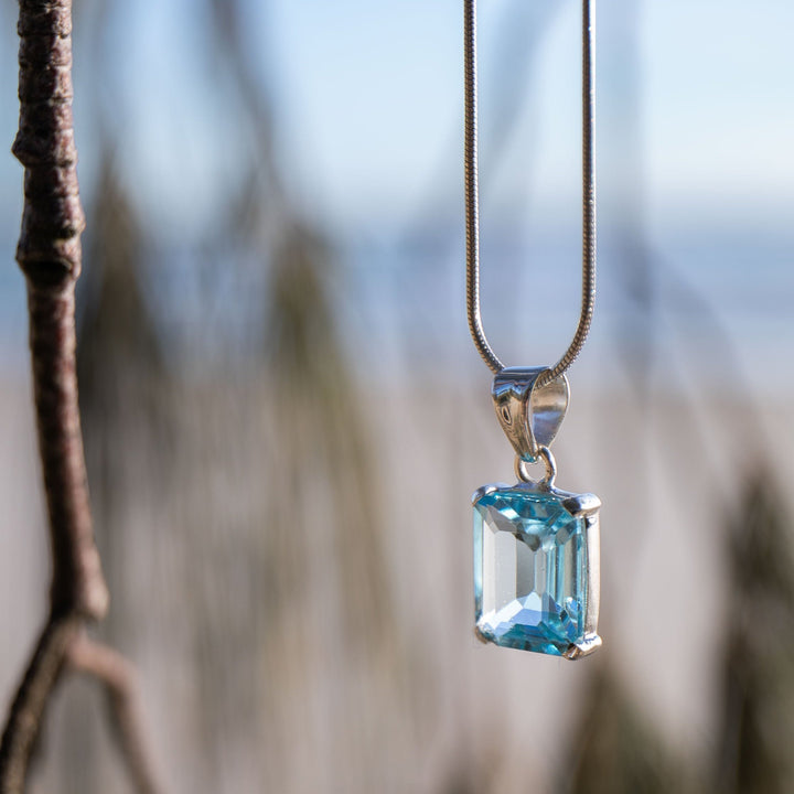 Blue Topaz Pendant in Sterling Ailver