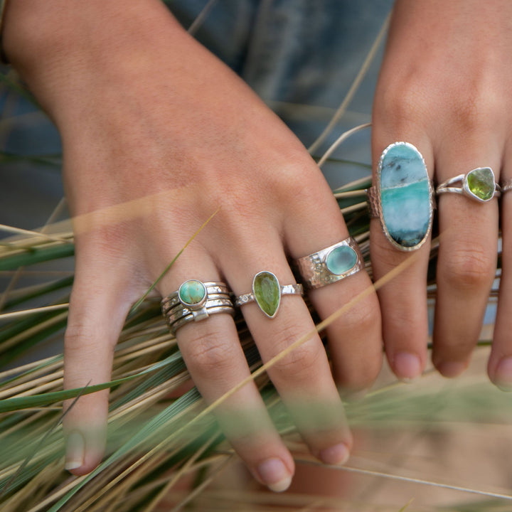 Chalcedony Ring in Thick Beaten Sterling Silver