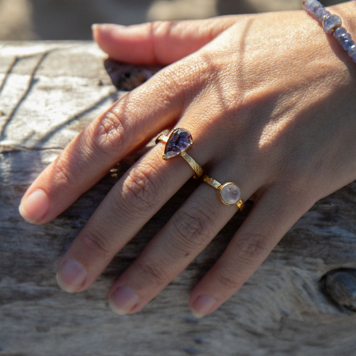 Faceted Iolite Ring in Gold Plated Sterling Silver - Size 9 US