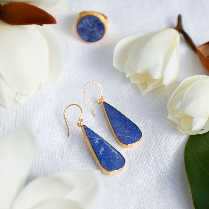 Lapis Lazuli Earrings in 24k Gold Plated Sterling Silver