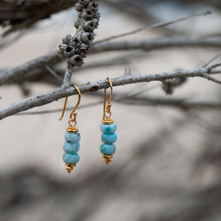 Larimar Earrings with Gold Vermeil