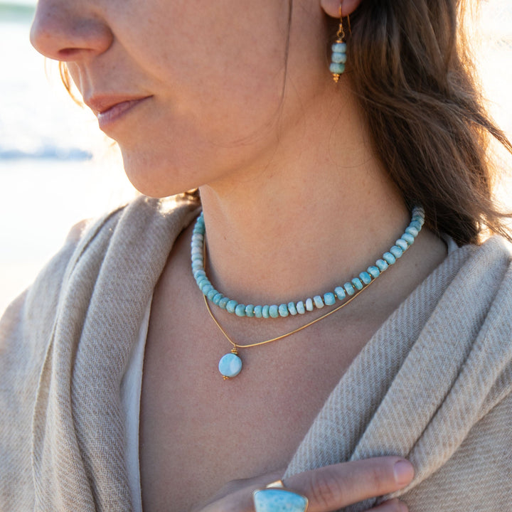 Beaded Larimar and Gold Vermeil Necklace