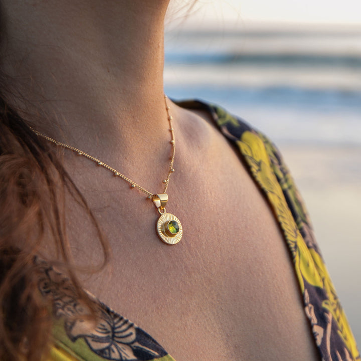 Faceted Peridot Pendant in 24k Gold Plated Sterling Silver