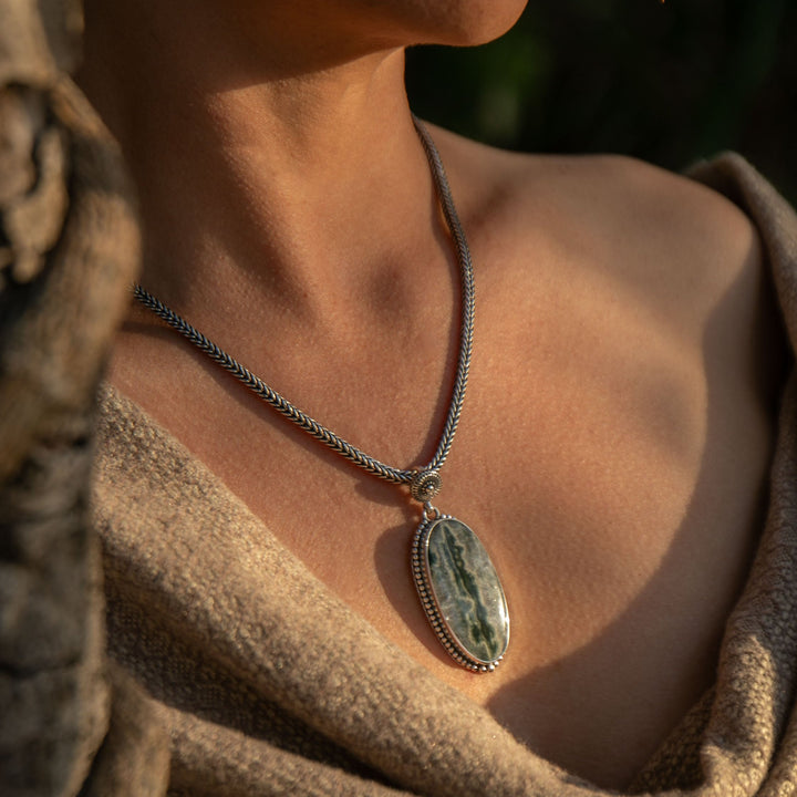 Ocean Jasper Pendant in Tribal Sterling Silver