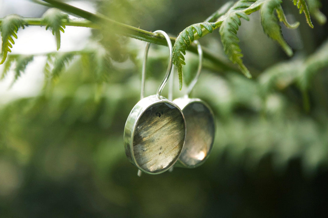 Oval Labradorite Earrings set in Sterling Silver