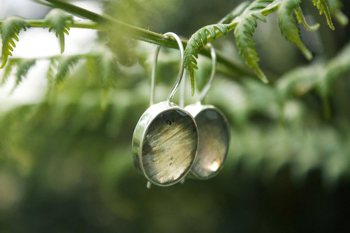 Oval Labradorite Earrings set in Sterling Silver