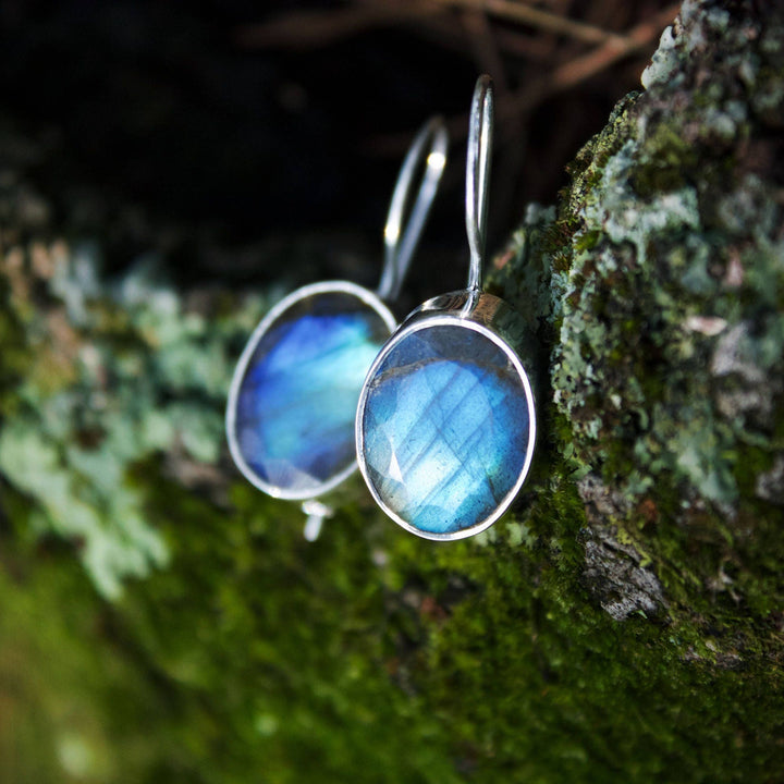 Oval Labradorite Earrings set in Sterling Silver