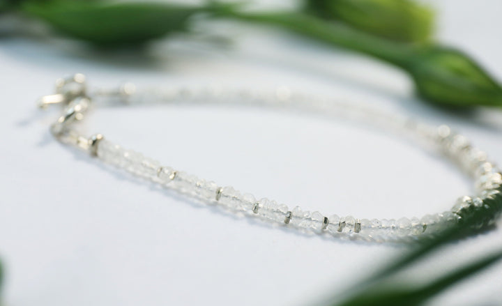 Beaded Rainbow Moonstone Bracelet with Thai Hill Tribe Silver