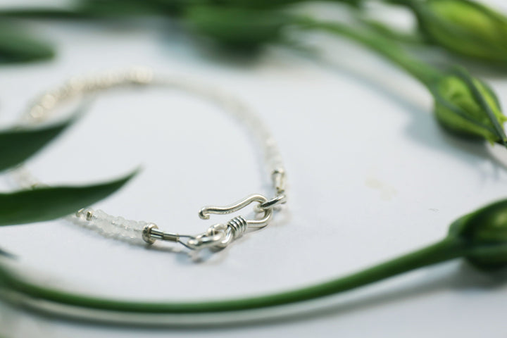 Beaded Rainbow Moonstone Bracelet with Thai Hill Tribe Silver