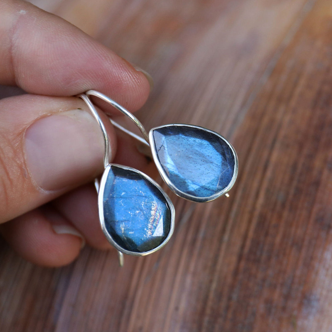 Labradorite Teardrop Earrings set in Sterling Silver