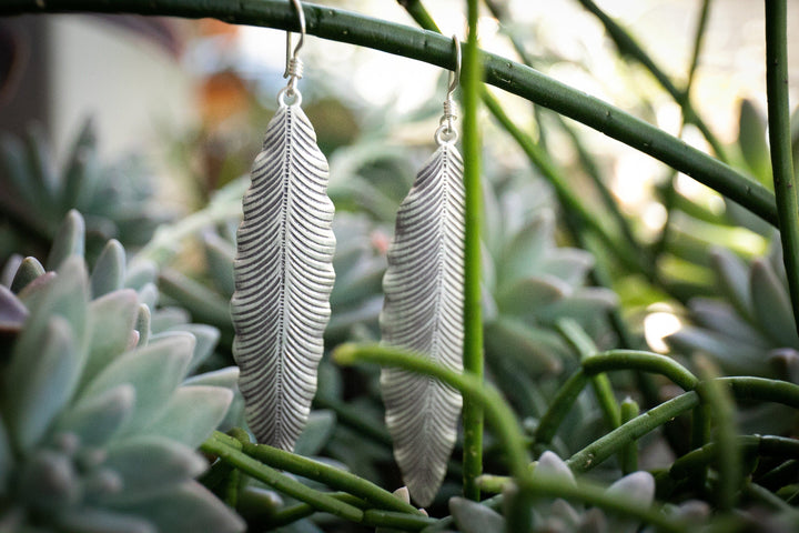 Thai Hill Tribe Silver Leaf Earrings