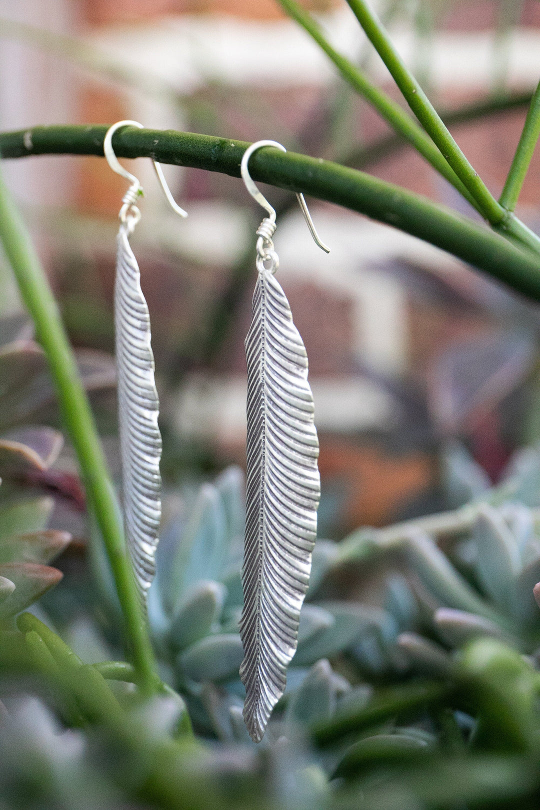 Thai Hill Tribe Silver Leaf Earrings