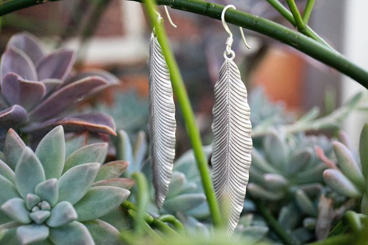 Thai Hill Tribe Silver Leaf Earrings