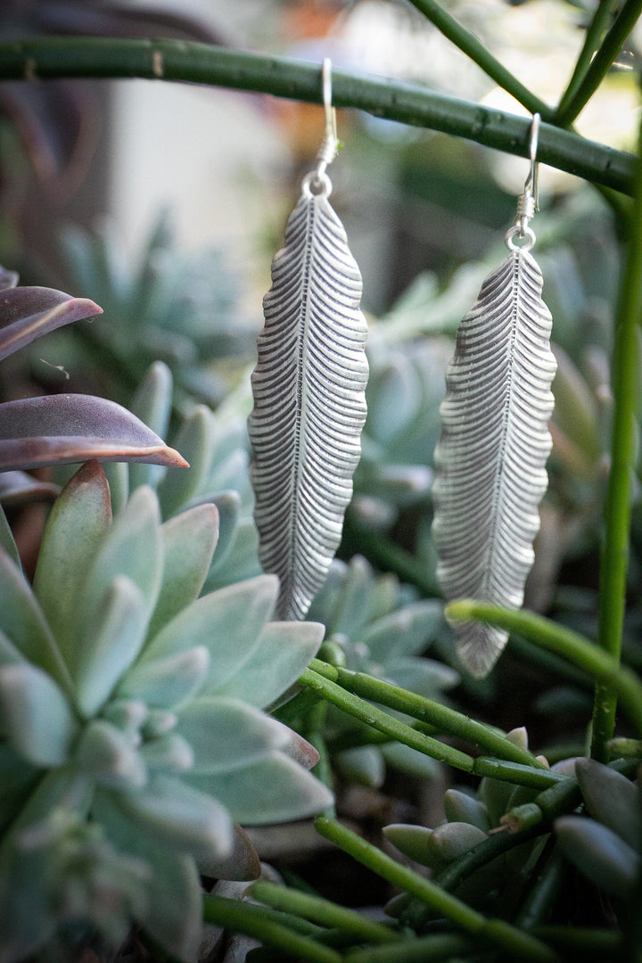 Thai Hill Tribe Silver Leaf Earrings