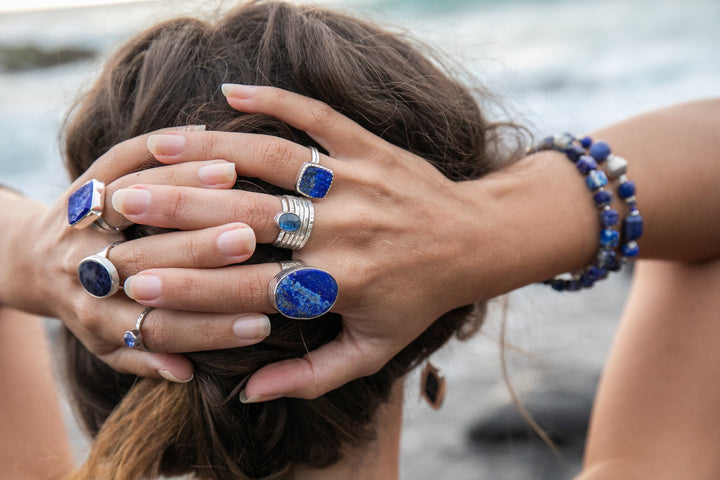 Lapis Lazuli Bracelet with Thai Hill Tribe Silver Beads and Clasp