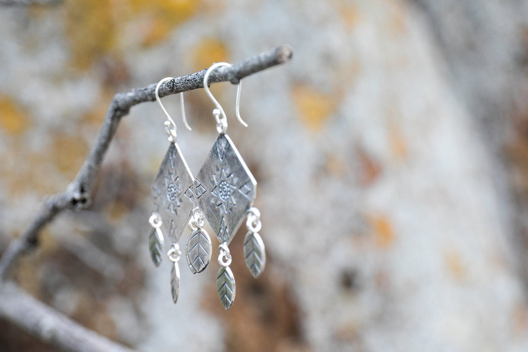 Thai Hill Tribe Silver Kite Dangle Earrings