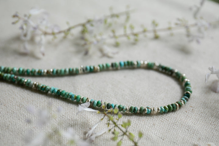 Natural Arizona Turquoise Necklace with Thai Hill Tribe Silver