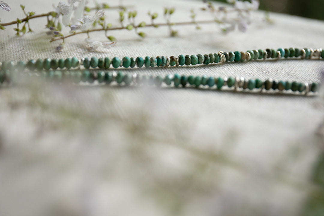 Natural Arizona Turquoise Necklace with Thai Hill Tribe Silver