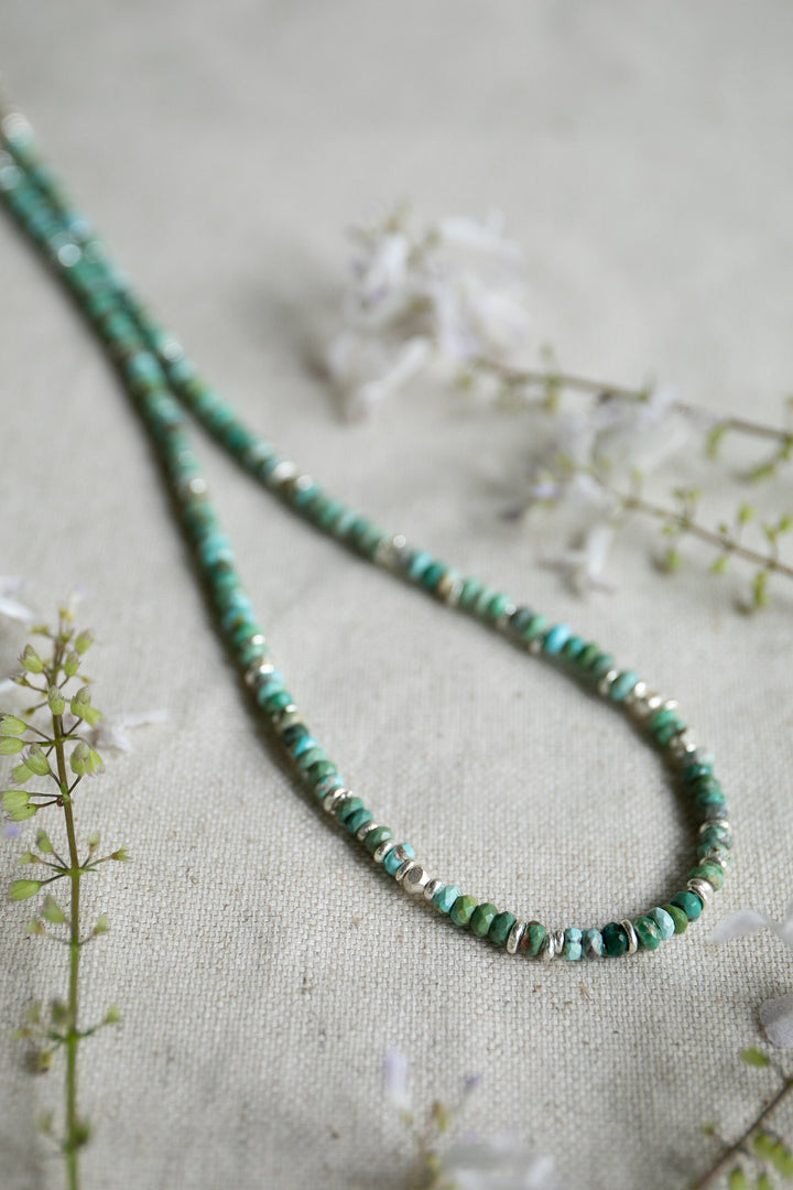 Natural Arizona Turquoise Necklace with Thai Hill Tribe Silver