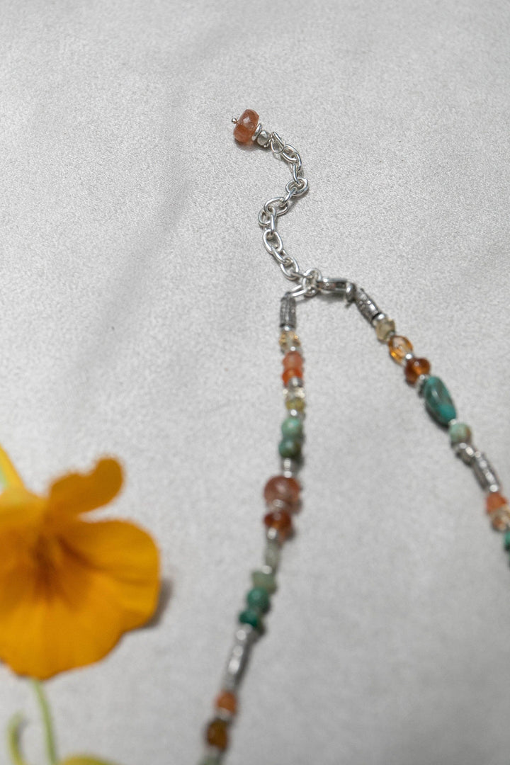 Beaded Choker Necklace with Multi Gemstones