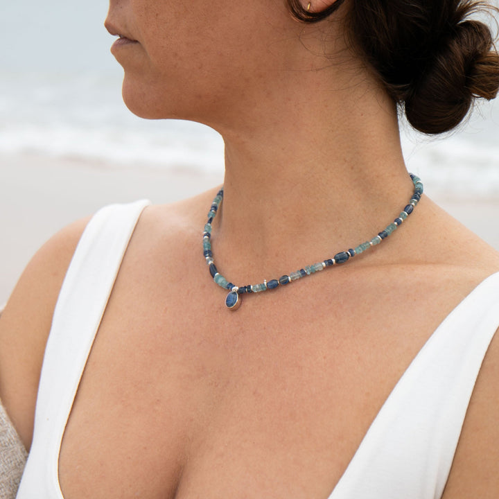 Blue Kyanite and Aquamarine Choker Style Necklace