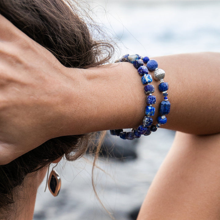 Lapis Lazuli Bracelet with Thai Hill Tribe Silver Beads and Clasp