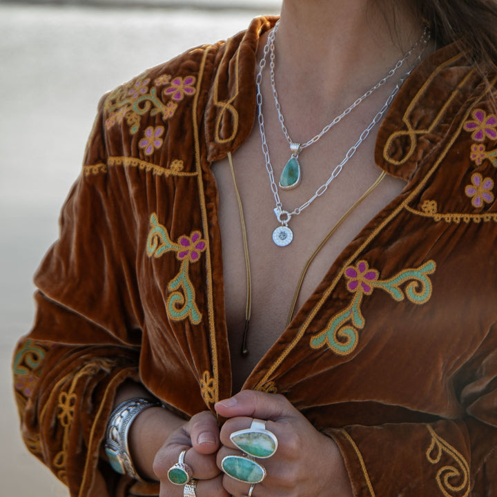 Peruvian Opal Pendant in Beaten Sterling Silver Setting