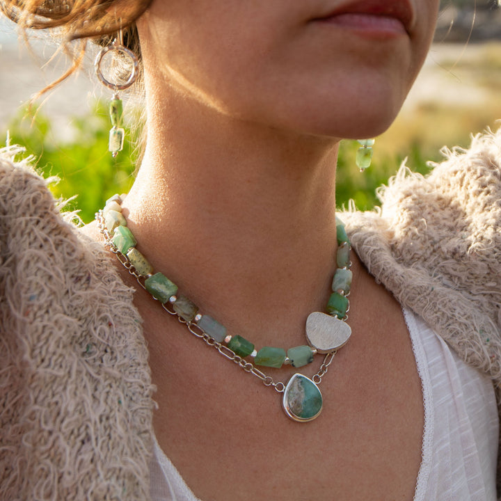 Peruvian Opal Necklace with Thai Hill Tribe Silver Necklace