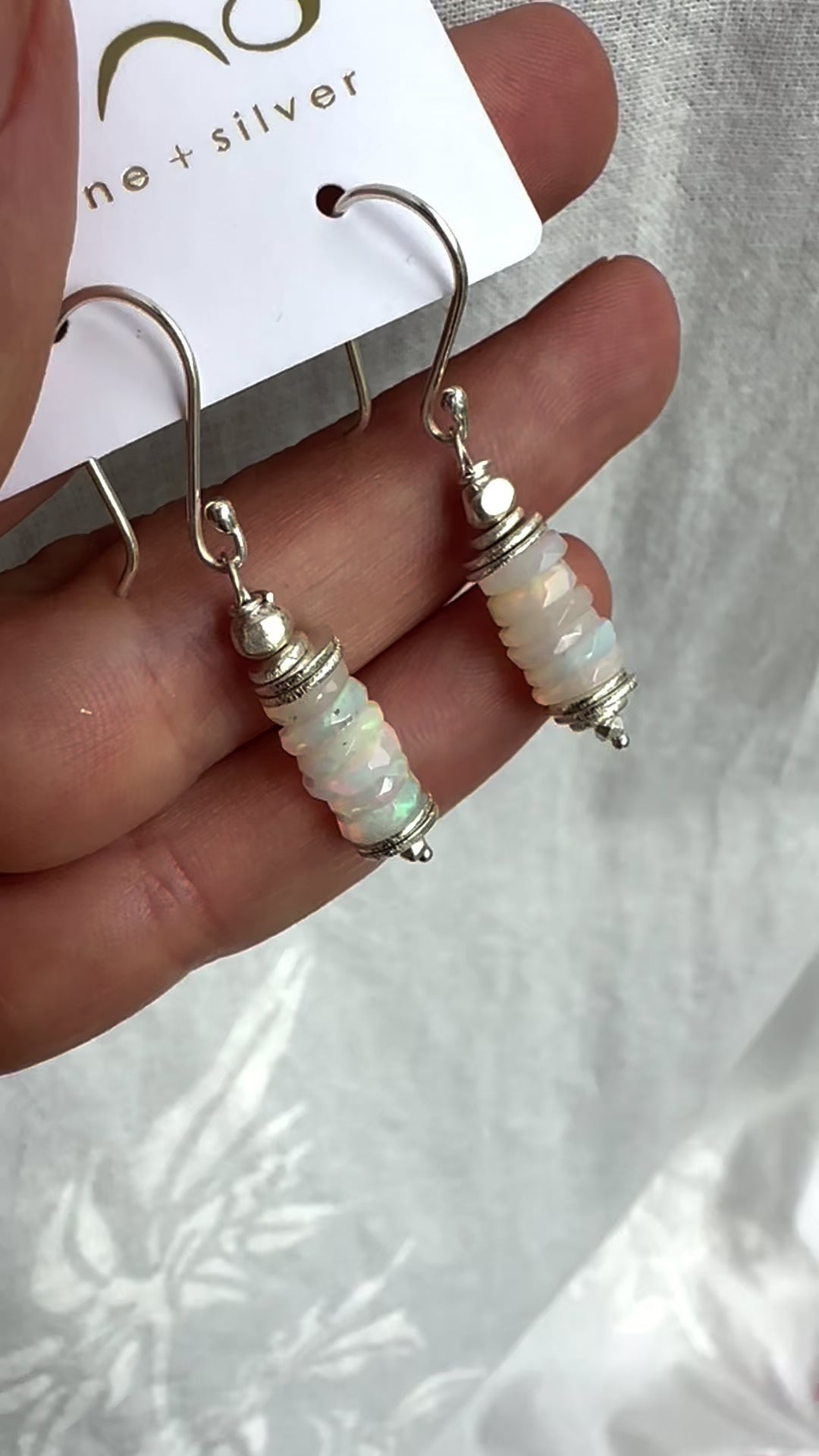 Ethiopian Opal Stack Earrings with Hill Tribe Silver