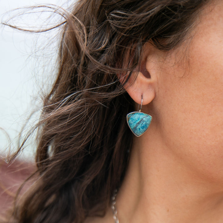 Shattuckite Earrings set in Sterling Silver